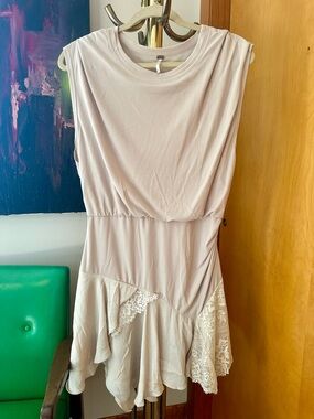 Free People Ribbed Dress with lace detail